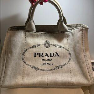 Prada Denim Canapa Large Tote Bag